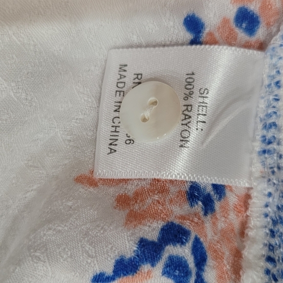 Pixley Boutique Aztec Embroidered Lace Detail Stitch White Blue Blouse Sz XS - Picture 6 of 9